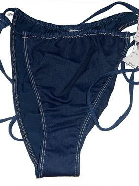 NWT Good American Swim Always Fits Tiny Ties Bikini Denim Look Bottom Sz. 6